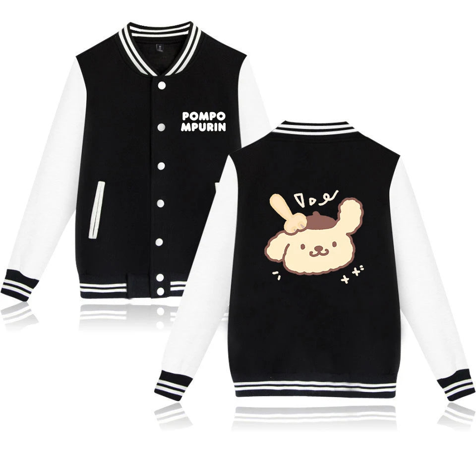 Pompompurin Varsity Baseball Bomber Jackets Men Women Clothes Streetwear Kids Boys Girls Harajuku Jacket Single Coats