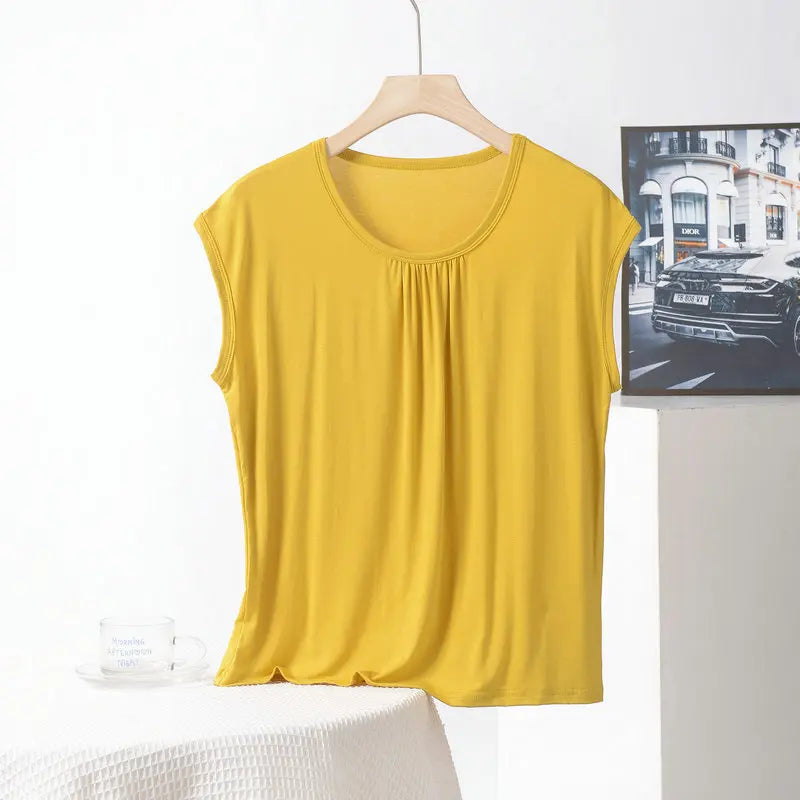 XL to 8XL Plus size Modal Loose T-Shirt sleeveless solid color Casual Tank Tops Homewear Bottomed Tee Tops summer women's Top