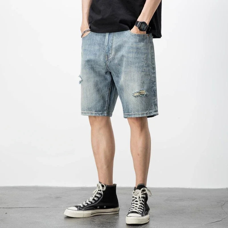 Man Denim Shorts Straight Oversize Cargo Short Jeans Pants for Men Big Size Xl Popular Summer New in Korean Fashion Harajuku Cut