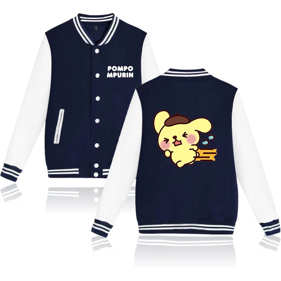 Pompompurin Varsity Baseball Bomber Jackets Men Women Clothes Streetwear Kids Boys Girls Harajuku Jacket Single Coats