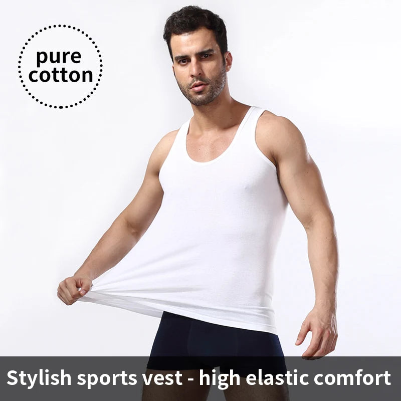 3/1 piece men's pure cotton vest fitness training jacket Four seasons solid color tight sleeveless T-shirt teenagers casual Joke