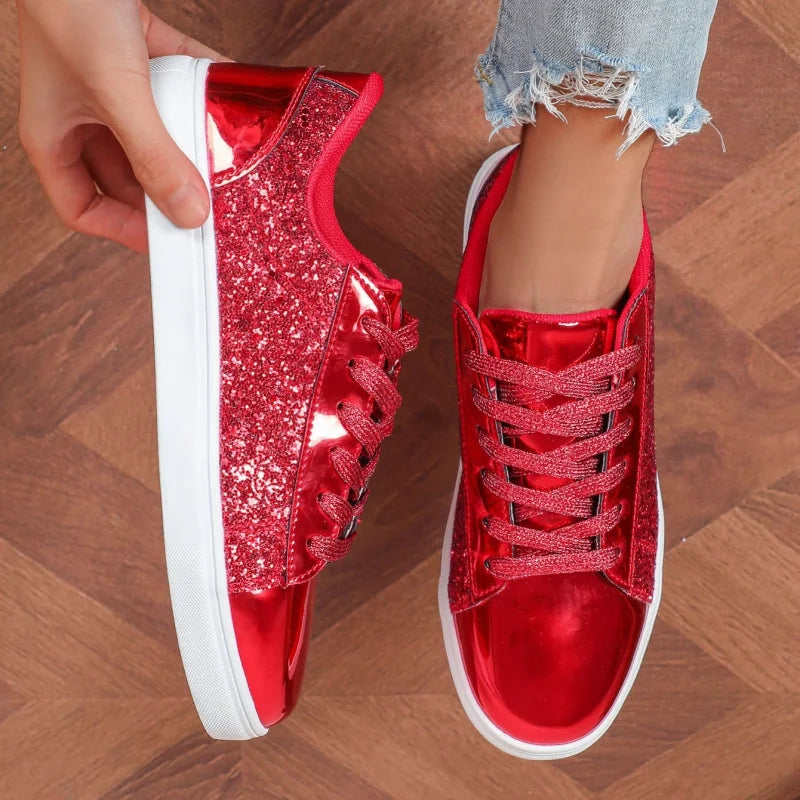 Hot Fashion Red Women's Sneaker Comfortable Flat Low Cut Casual Sneaker Shoes Women Autumn Mirrors Plus Size 46 Skateboard Shoes