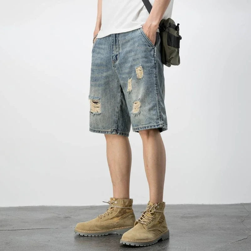 Man Denim Shorts Straight Oversize Cargo Short Jeans Pants for Men Big Size Xl Popular Summer New in Korean Fashion Harajuku Cut