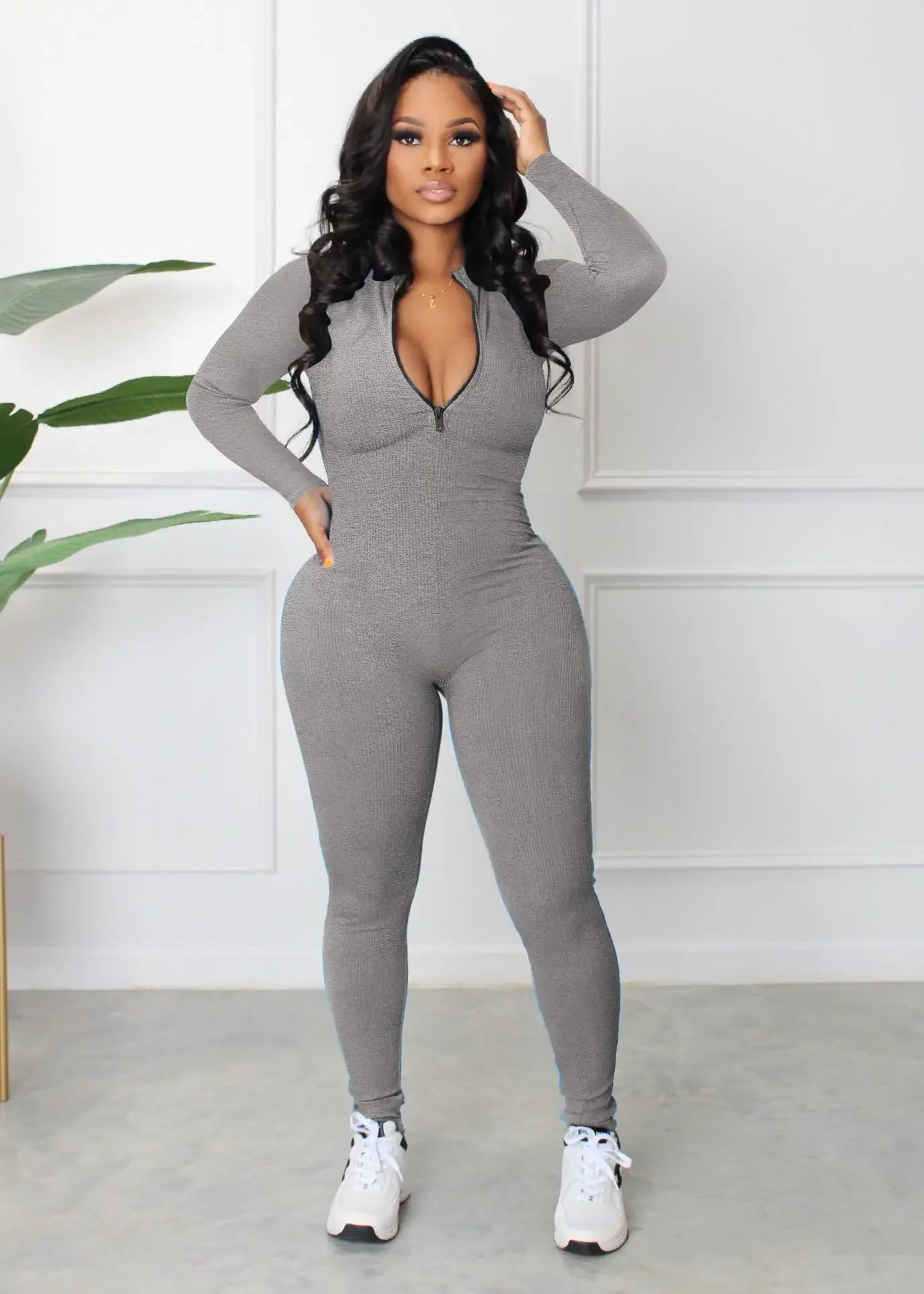 M3112 Women's Jumpsuits Bodysuit Zipper Long Sleeved Yoga Set Suit Gym Push Up Workout Clothes Fitness Sportswear Tracksuit