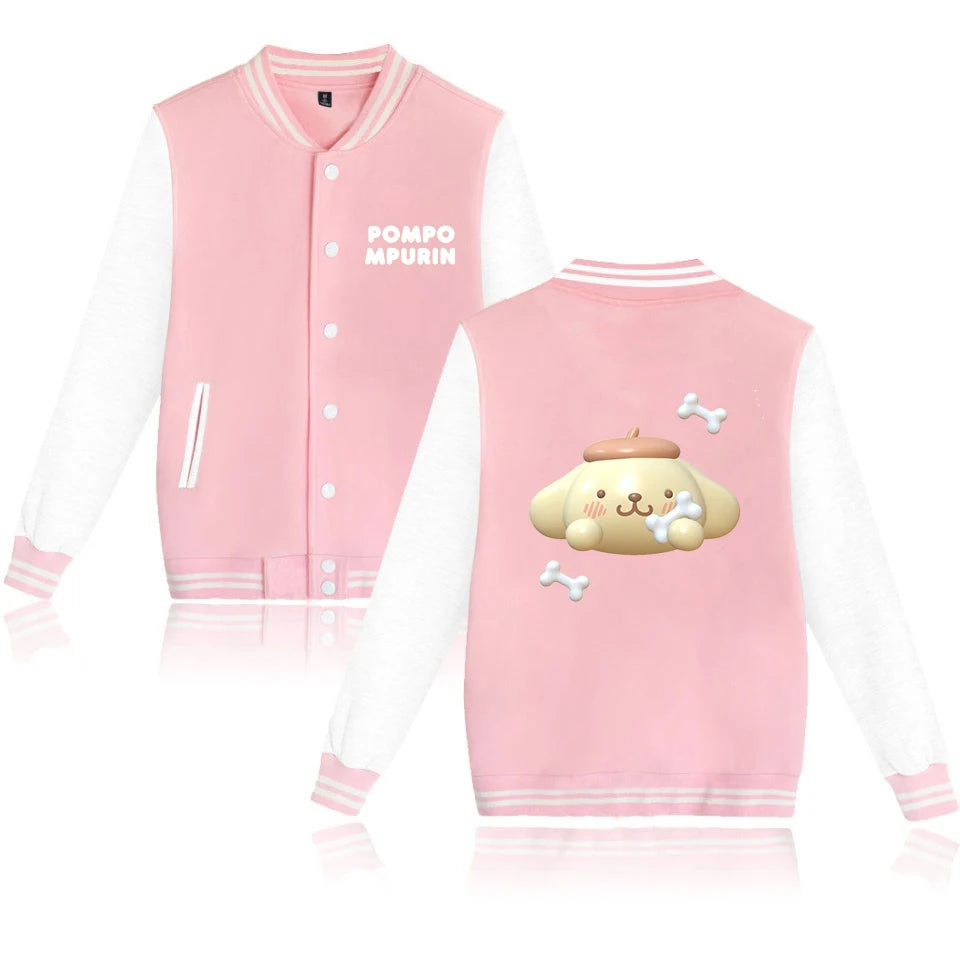 Pompompurin Varsity Baseball Bomber Jackets Men Women Clothes Streetwear Kids Boys Girls Harajuku Jacket Single Coats