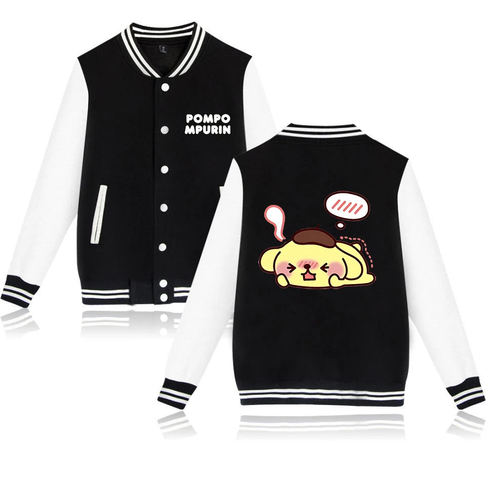 Pompompurin Varsity Baseball Bomber Jackets Men Women Clothes Streetwear Kids Boys Girls Harajuku Jacket Single Coats