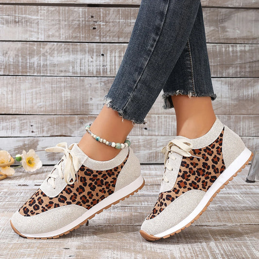 Women Casual Shoes Autumn Platform Leopard Sneakers Women Casual Flat Walking Shoes for Women Plus Size Outdoor Designer Shoes