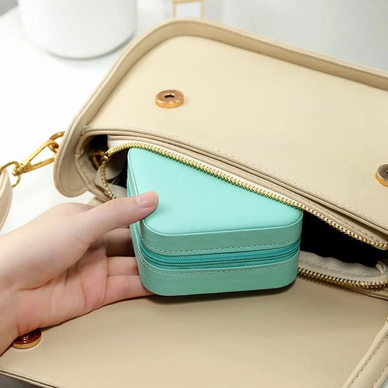 Portable Travel Ladies Jewelry Box  for Rings, Pendants, Earrings, Necklaces, Organizer for Birthday Festive Christmas Gifts