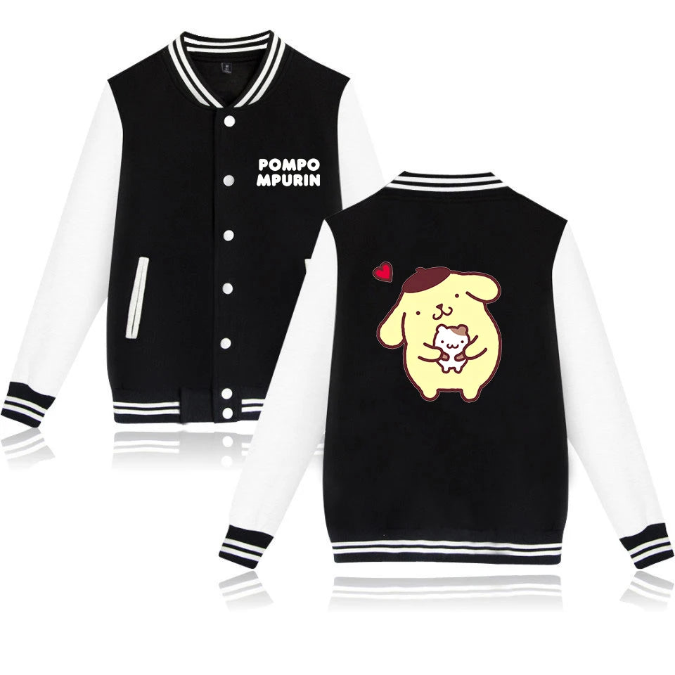 Pompompurin Varsity Baseball Bomber Jackets Men Women Clothes Streetwear Kids Boys Girls Harajuku Jacket Single Coats