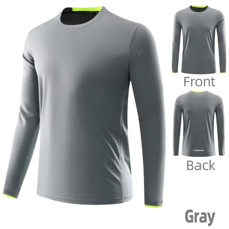 Men Running Sport Shirts Tops Long Sleeve Plus Size Tees Dry Fit Breathable Training Clothes Gym Sportswear Fitness Sweatshirts