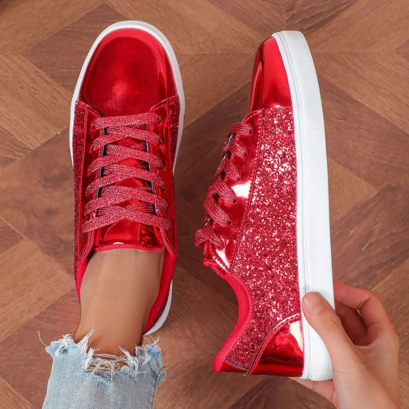 Hot Fashion Red Women's Sneaker Comfortable Flat Low Cut Casual Sneaker Shoes Women Autumn Mirrors Plus Size 46 Skateboard Shoes