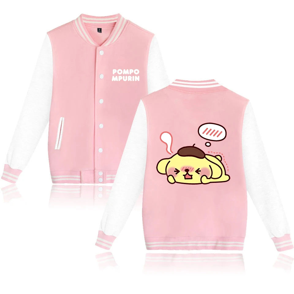 Pompompurin Varsity Baseball Bomber Jackets Men Women Clothes Streetwear Kids Boys Girls Harajuku Jacket Single Coats