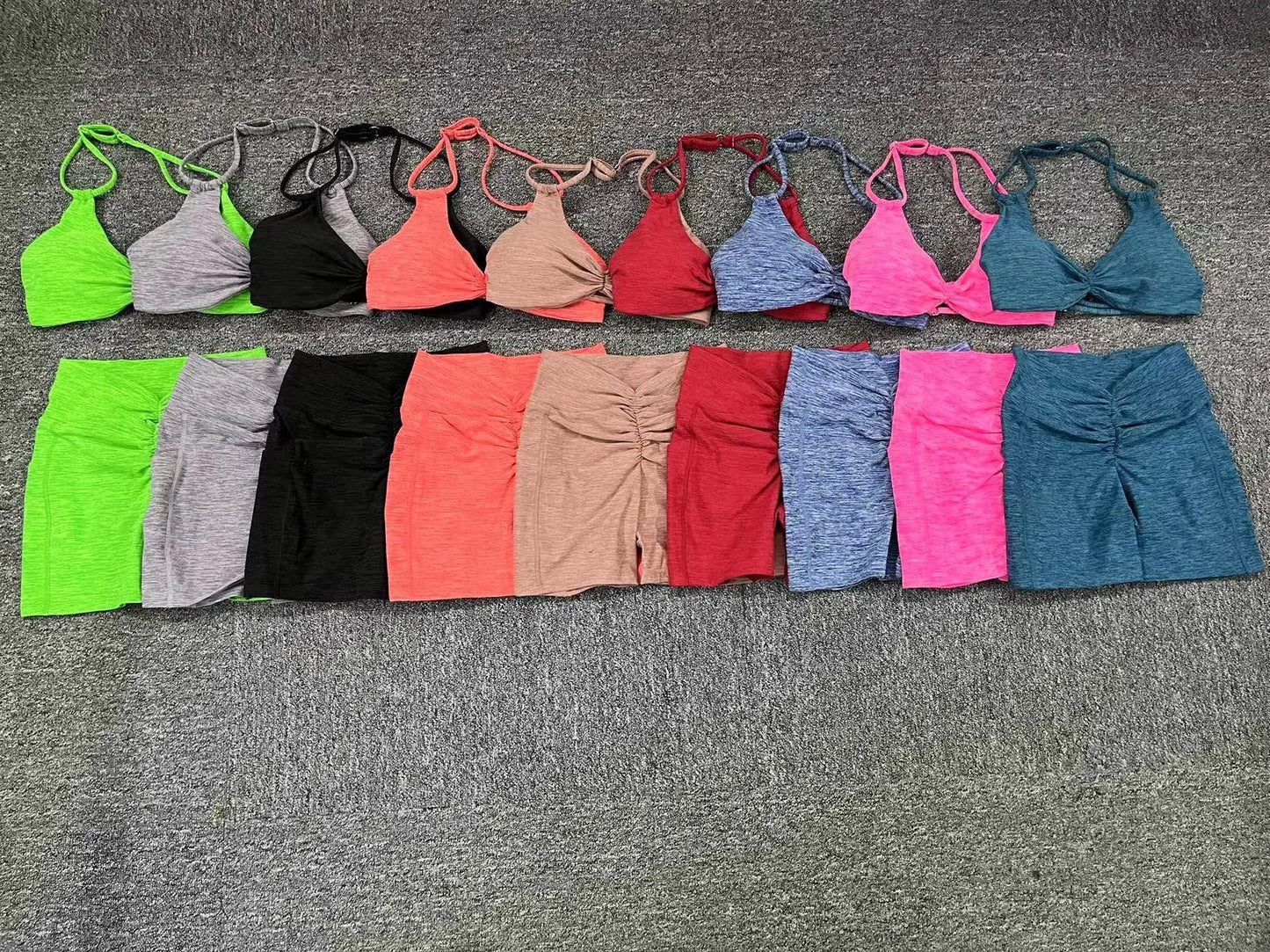 Adjustable Sport Bra Halter Yoga Set Gym Pocket V Back Shorts Women Workout Tops Women Fitness Leggings Gym Active Wear