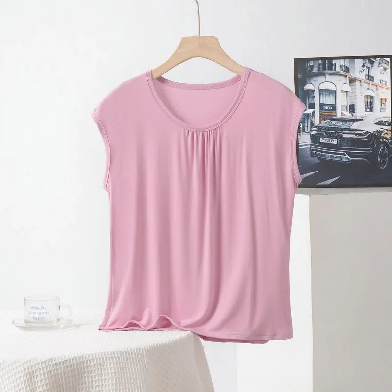 XL to 8XL Plus size Modal Loose T-Shirt sleeveless solid color Casual Tank Tops Homewear Bottomed Tee Tops summer women's Top