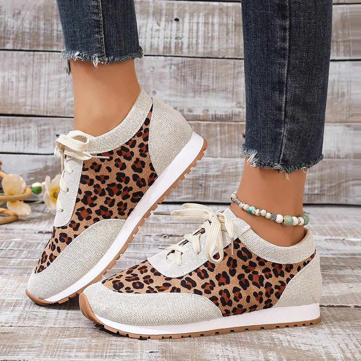 Women Casual Shoes Autumn Platform Leopard Sneakers Women Casual Flat Walking Shoes for Women Plus Size Outdoor Designer Shoes