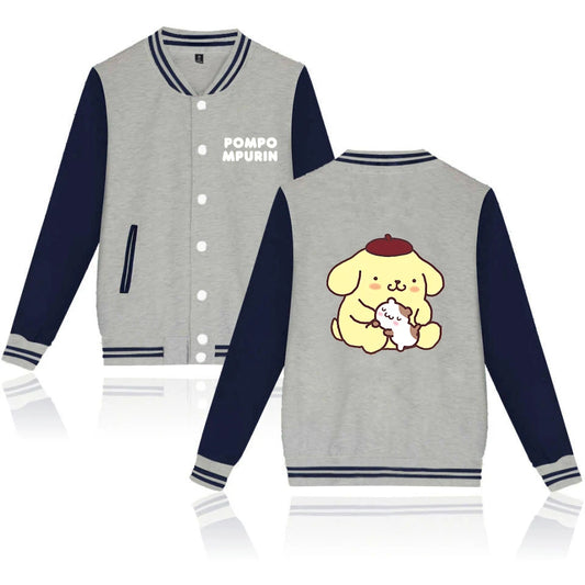 Pompompurin Varsity Baseball Bomber Jackets Men Women Clothes Streetwear Kids Boys Girls Harajuku Jacket Single Coats