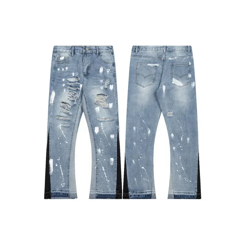 Dept Print Fashion Brand Jeans Spring and Summer Loose Casual Sports Denim Pants for Men and Women