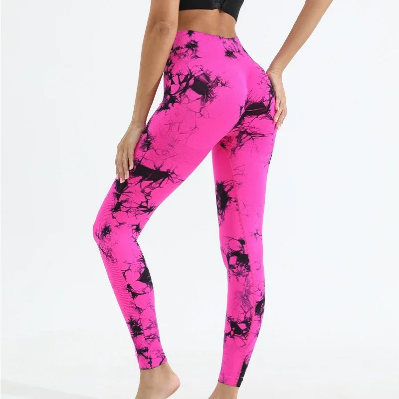 Women Tiedye Gym Leggings Seamless Mujer Push Up Booty Pants Scrunch Sports Fitness High Waist Workout Yoga Leggins Drop Ship