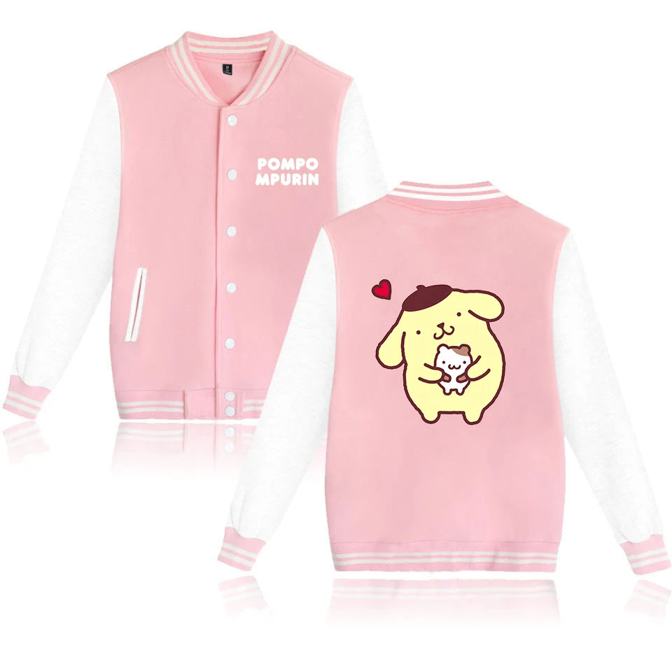 Pompompurin Varsity Baseball Bomber Jackets Men Women Clothes Streetwear Kids Boys Girls Harajuku Jacket Single Coats