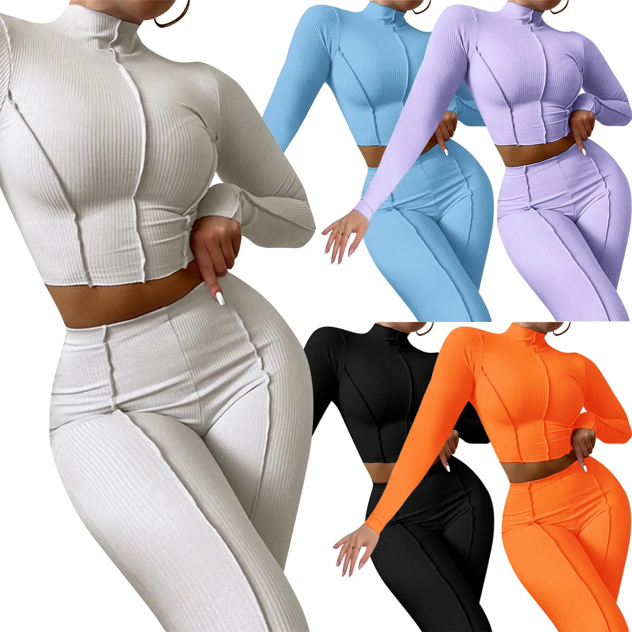 Fall Matching Set Women Two Piece Tracksuits 2pc Fitness Woman Yoga Tracksuit Set