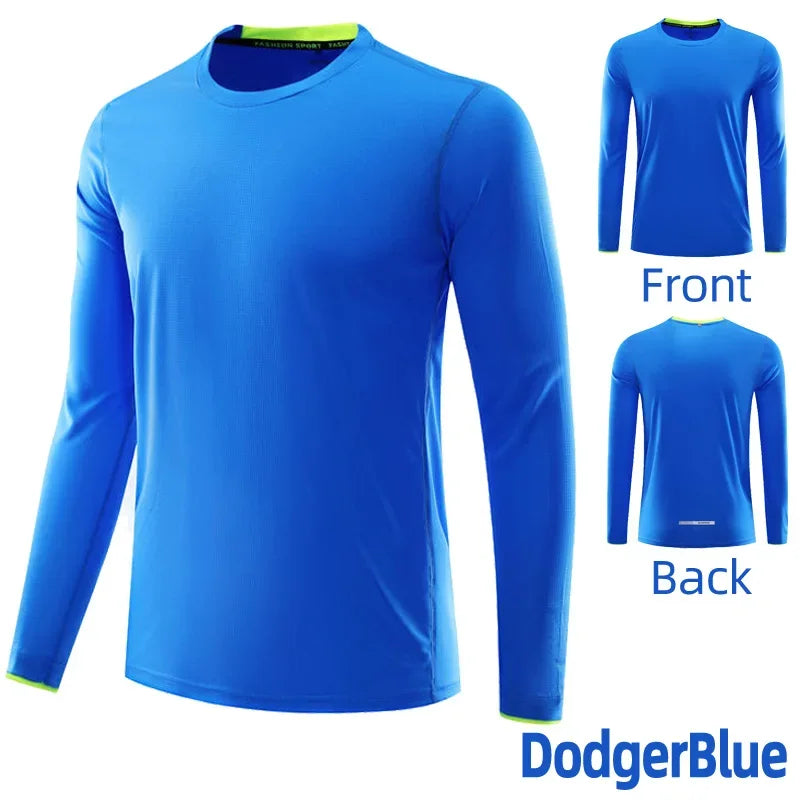 Men Running Sport Shirts Tops Long Sleeve Plus Size Tees Dry Fit Breathable Training Clothes Gym Sportswear Fitness Sweatshirts