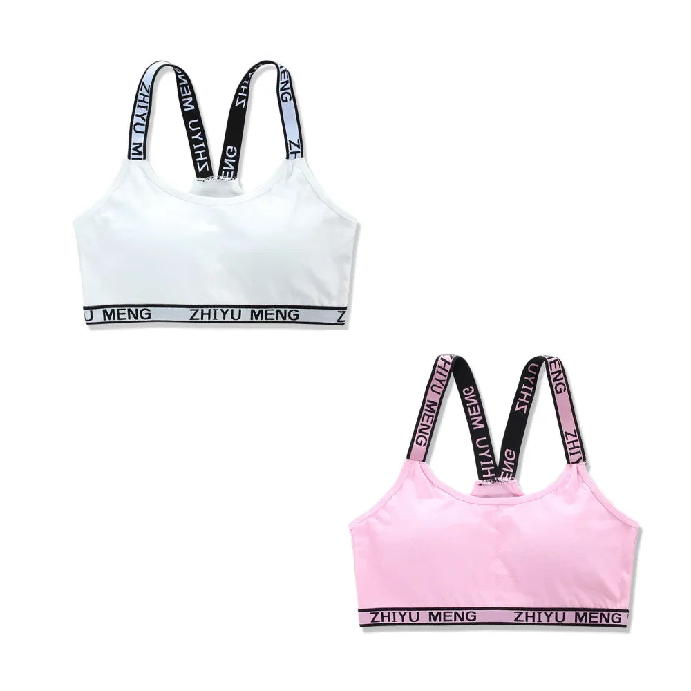 2pcs/Lot Girls Underwear Cotton Children Training Bra Teenager Undergarments 8-18years