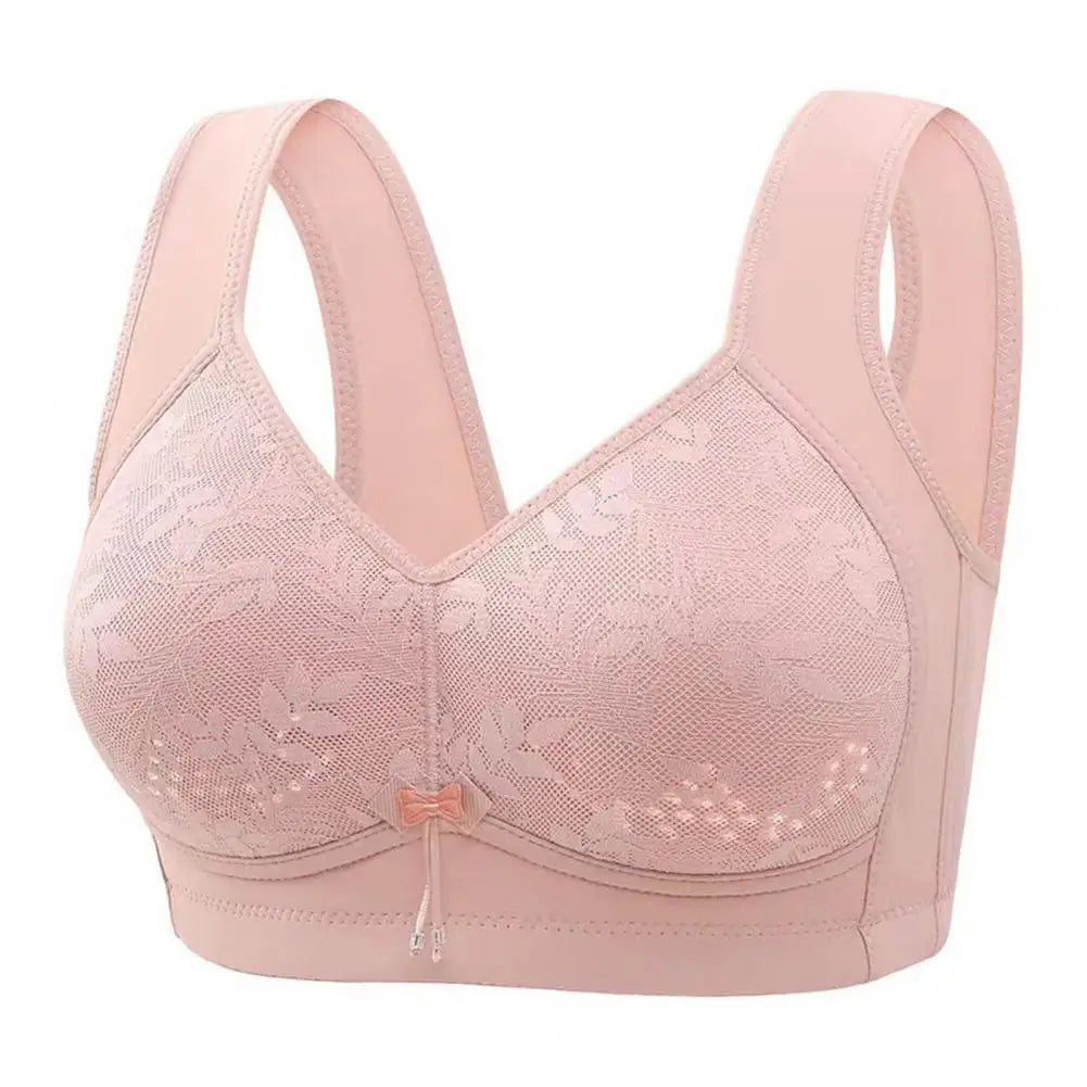 Women Bra Adjustable Strap Lace Floral Embroidery Maximum Comfort Shockproof Push-up Wireless Yoga Daily Bra Undergarment