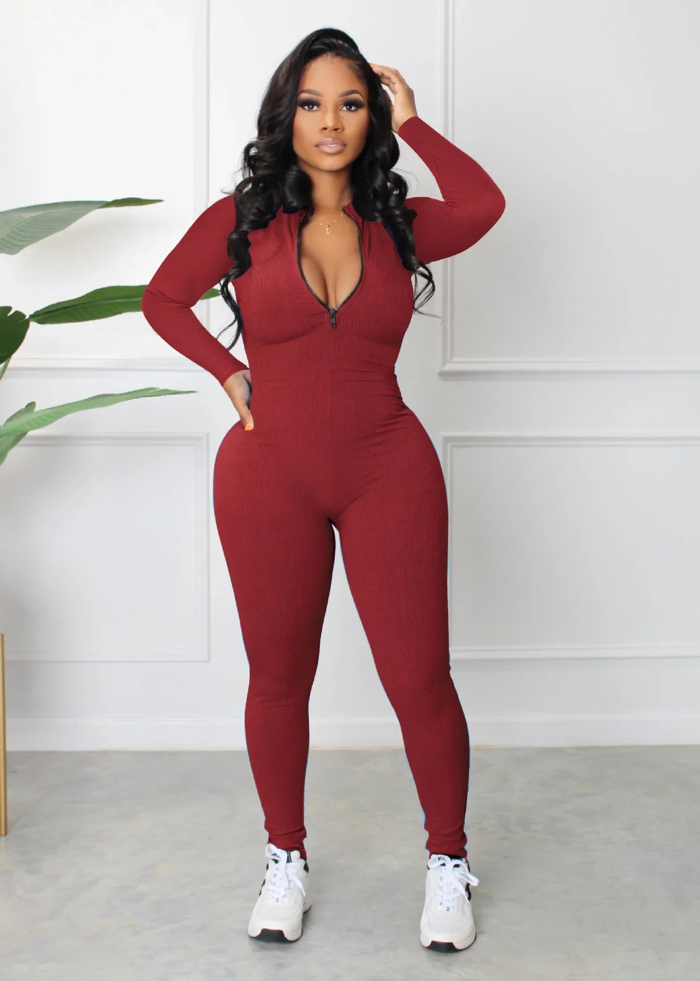 M3112 Women's Jumpsuits Bodysuit Zipper Long Sleeved Yoga Set Suit Gym Push Up Workout Clothes Fitness Sportswear Tracksuit