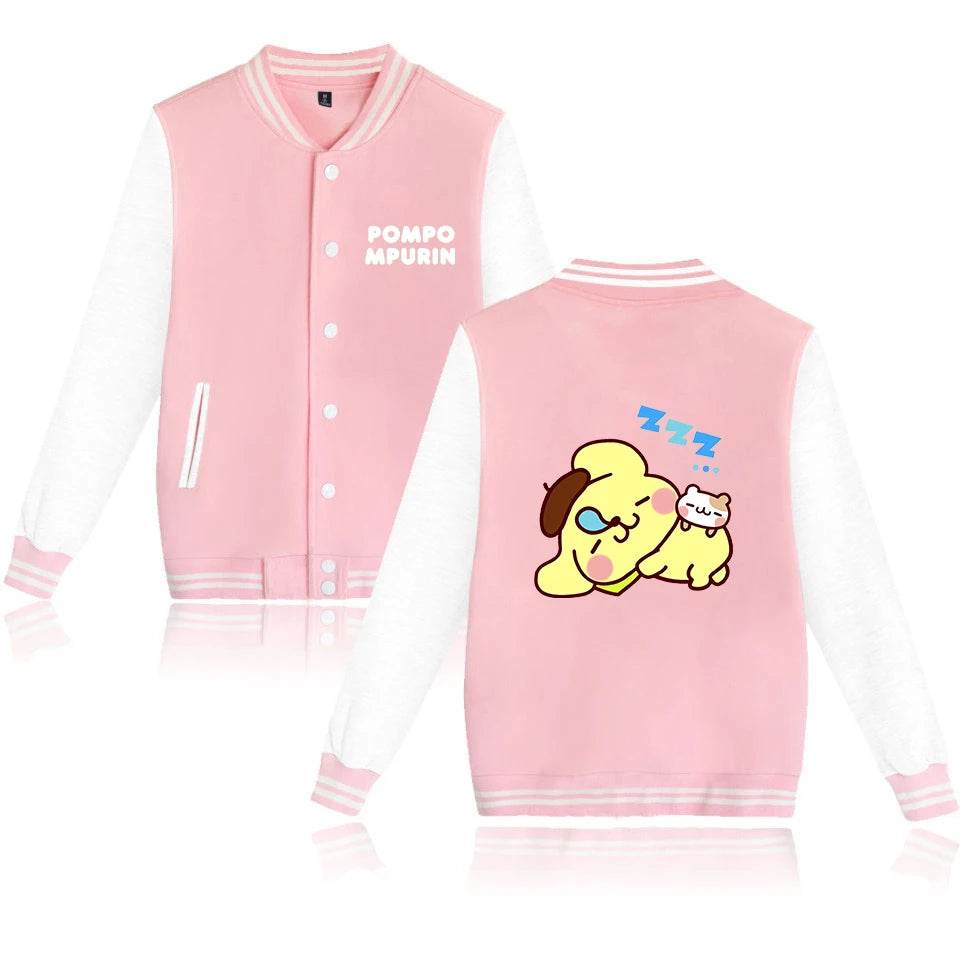 Pompompurin Varsity Baseball Bomber Jackets Men Women Clothes Streetwear Kids Boys Girls Harajuku Jacket Single Coats