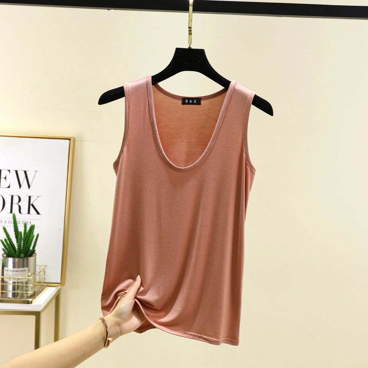 Plus size L to 6XL Modal Women's tank Tops U-Neck Summer Thin sleeveless Bottomed Top Loose Tee Tops  vest comfort homewear