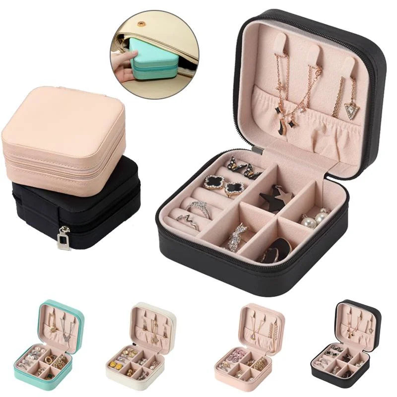 Portable Travel Ladies Jewelry Box  for Rings, Pendants, Earrings, Necklaces, Organizer for Birthday Festive Christmas Gifts