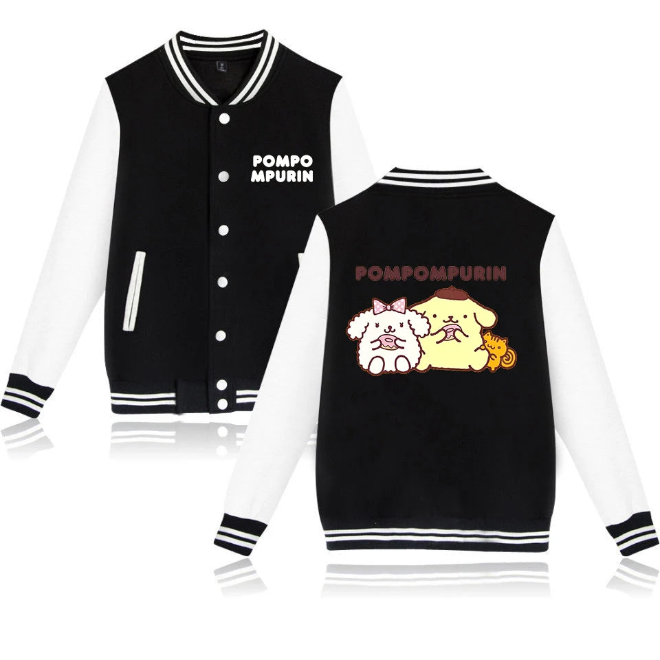 Pompompurin Varsity Baseball Bomber Jackets Men Women Clothes Streetwear Kids Boys Girls Harajuku Jacket Single Coats