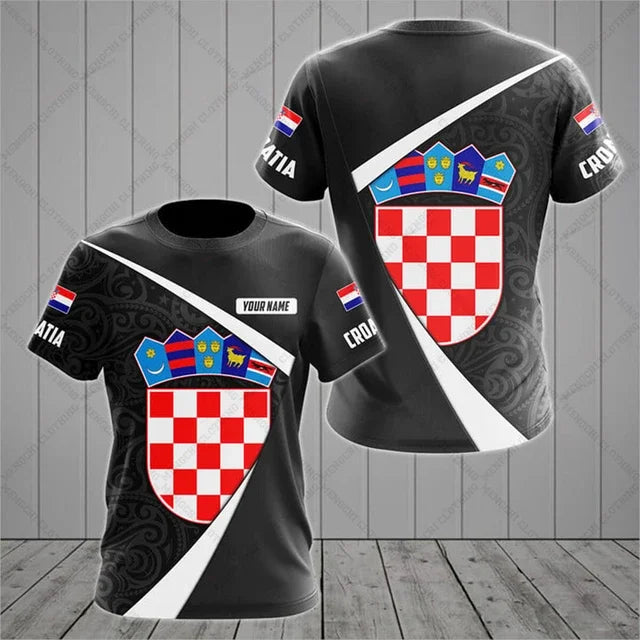 Croatia Emblem Skull Graphic Customized T-shirts Summer Casual Men Women And Kids Tees Oversized Streetwear Short Sleeve Tops