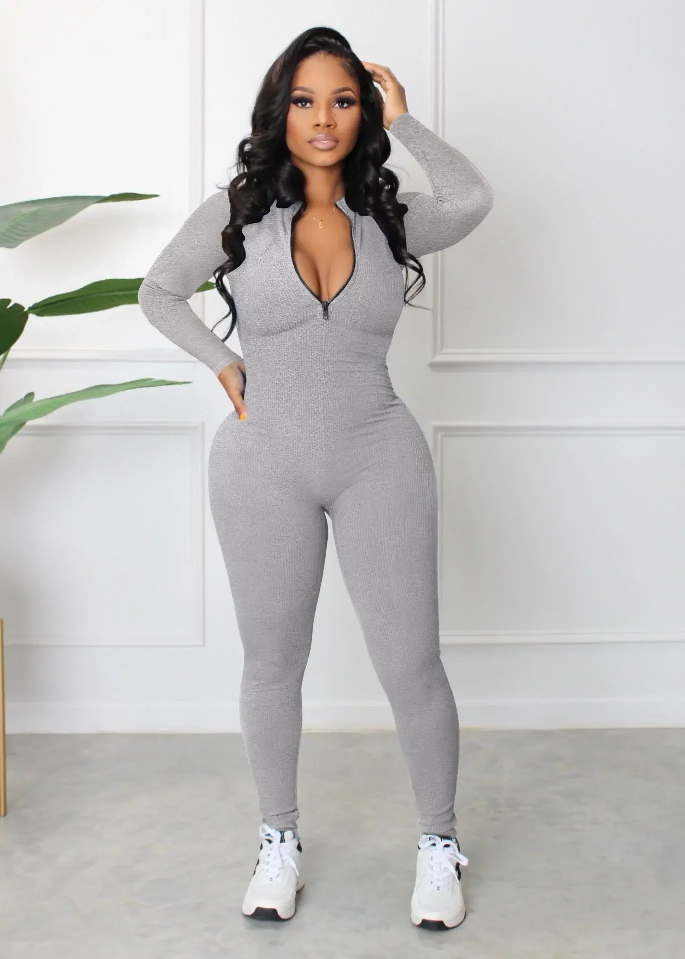 M3112 Women's Jumpsuits Bodysuit Zipper Long Sleeved Yoga Set Suit Gym Push Up Workout Clothes Fitness Sportswear Tracksuit