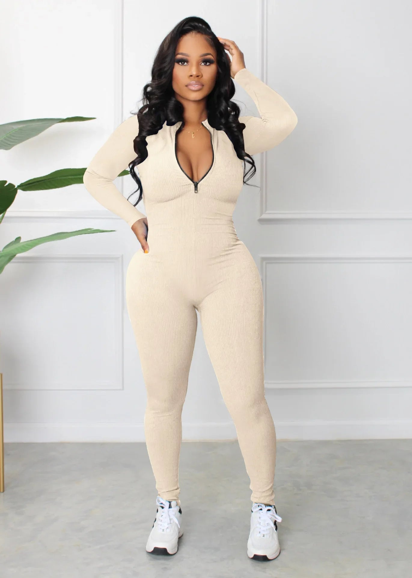 M3112 Women's Jumpsuits Bodysuit Zipper Long Sleeved Yoga Set Suit Gym Push Up Workout Clothes Fitness Sportswear Tracksuit