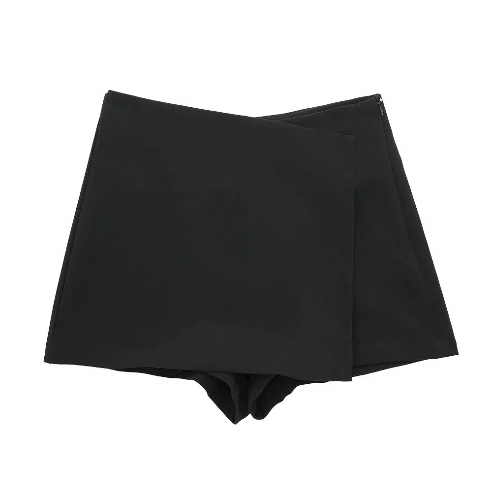 TRAF Woman High waist Shorts Skirts Asymmetric Shorts Skirts Black Pink Mini Skirt Shorts Woman Shorts Autumn Fashion shorts