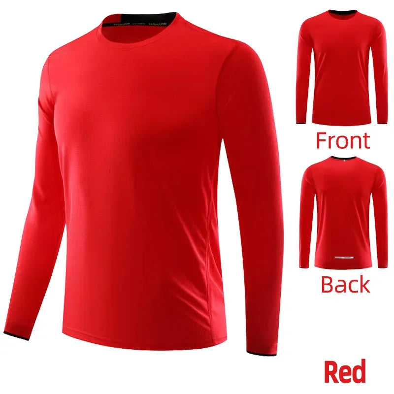 Men Running Sport Shirts Tops Long Sleeve Plus Size Tees Dry Fit Breathable Training Clothes Gym Sportswear Fitness Sweatshirts