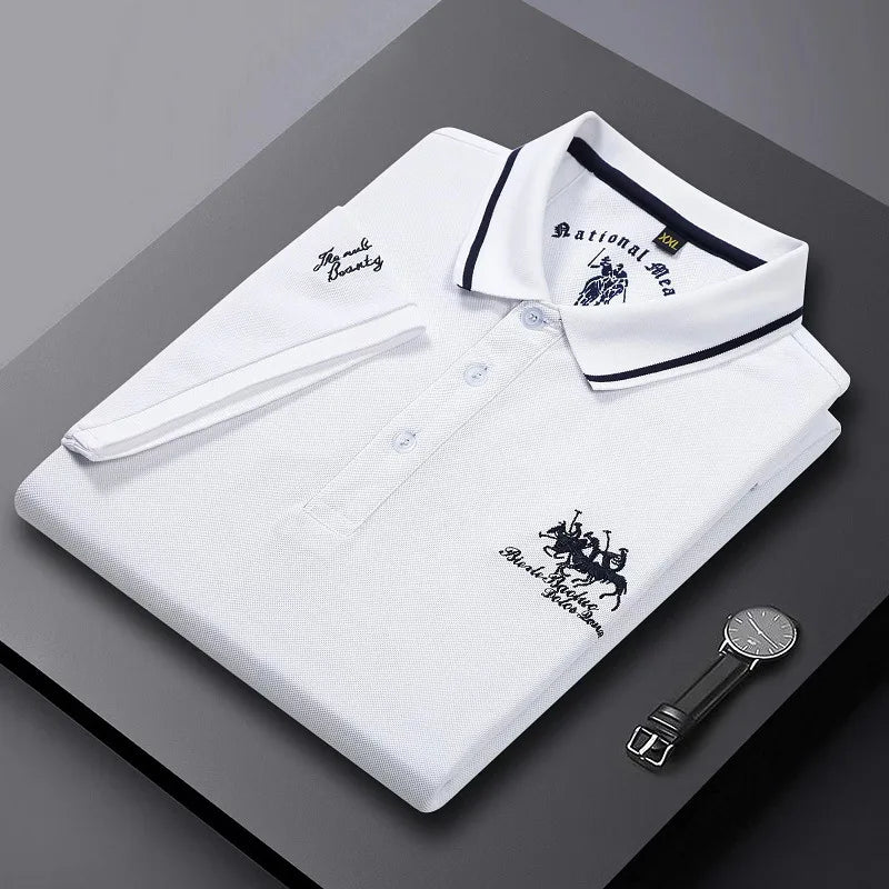 Summer Mens Embroidered Polo Shirts Short Sleeve Shirt Luxury Top Casual Lapel T-shirt Men Breathable Lightweight T Shirt Homme