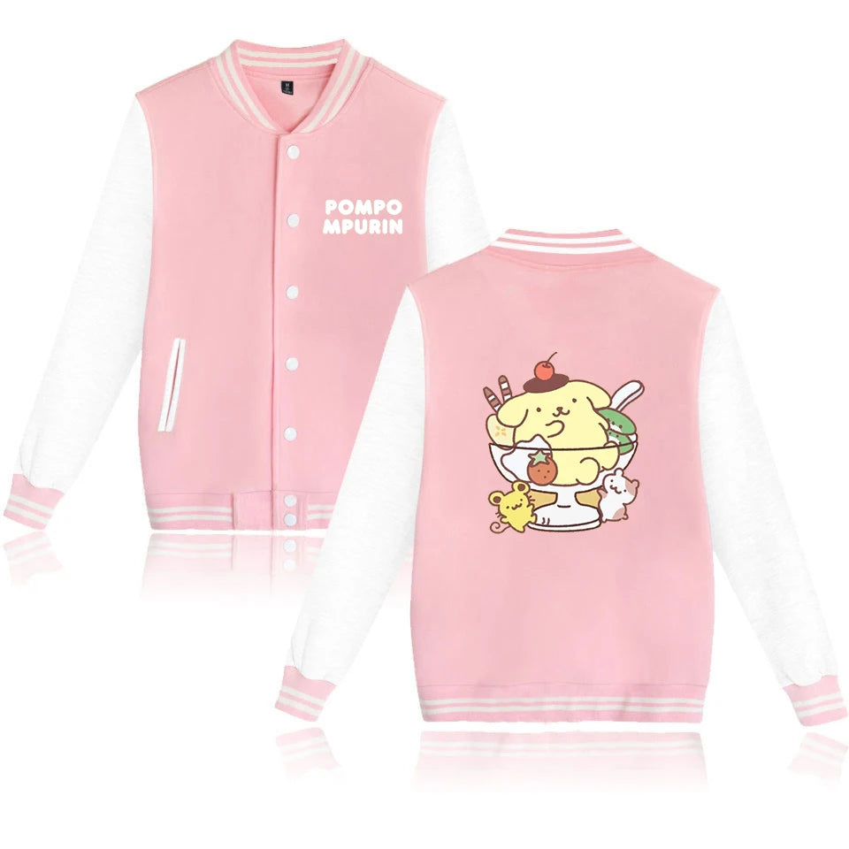 Pompompurin Varsity Baseball Bomber Jackets Men Women Clothes Streetwear Kids Boys Girls Harajuku Jacket Single Coats