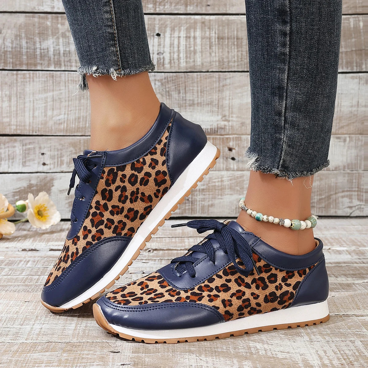 Women Casual Shoes Autumn Platform Leopard Sneakers Women Casual Flat Walking Shoes for Women Plus Size Outdoor Designer Shoes