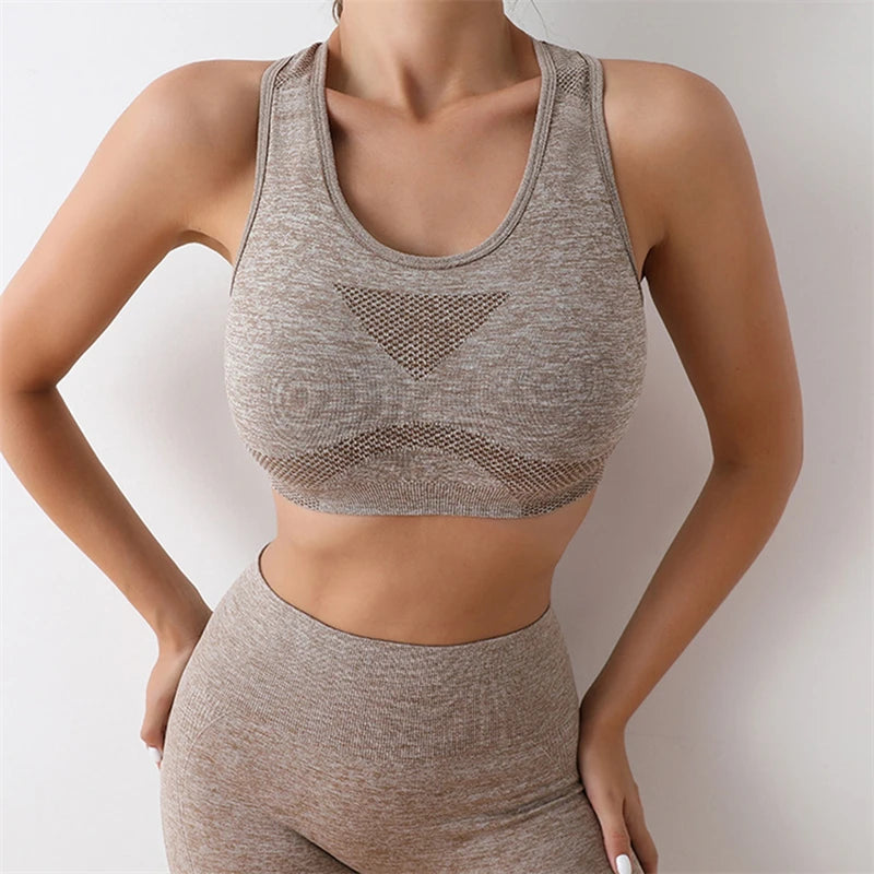 Seamless Women Yoga Set Workout Shirts Sport Shorts Bra Gym Suits Fitness Shorts Crop Top High Waist Running Sports Sets