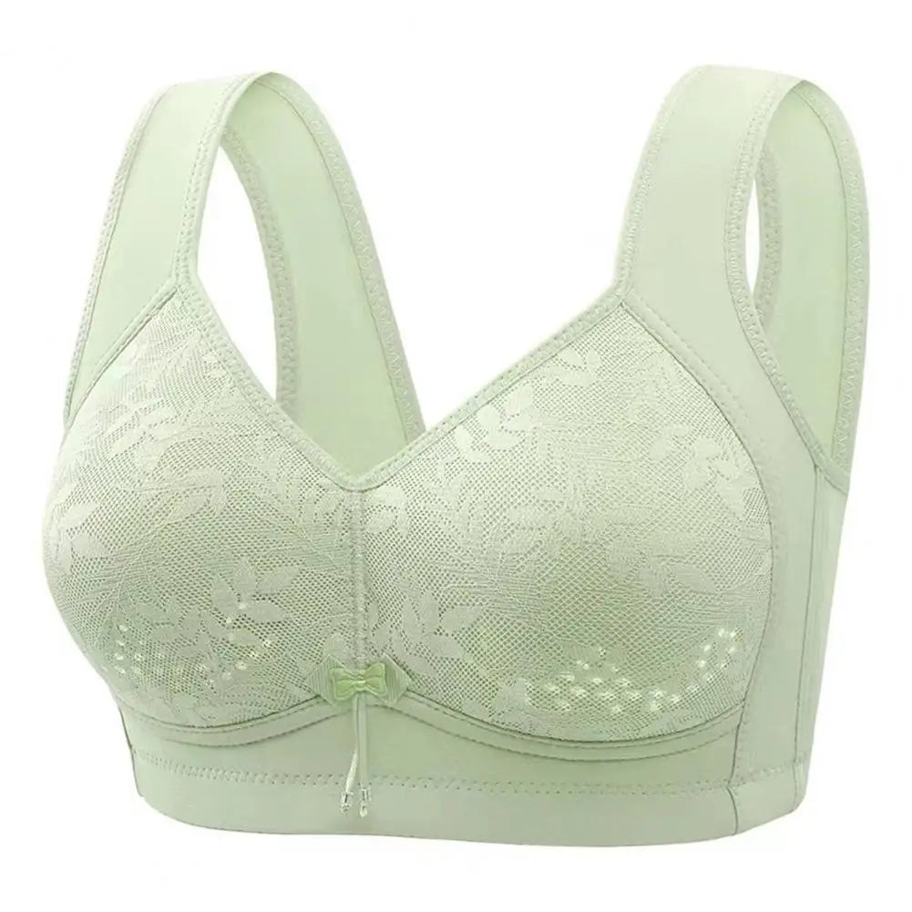 Women Bra Adjustable Strap Lace Floral Embroidery Maximum Comfort Shockproof Push-up Wireless Yoga Daily Bra Undergarment