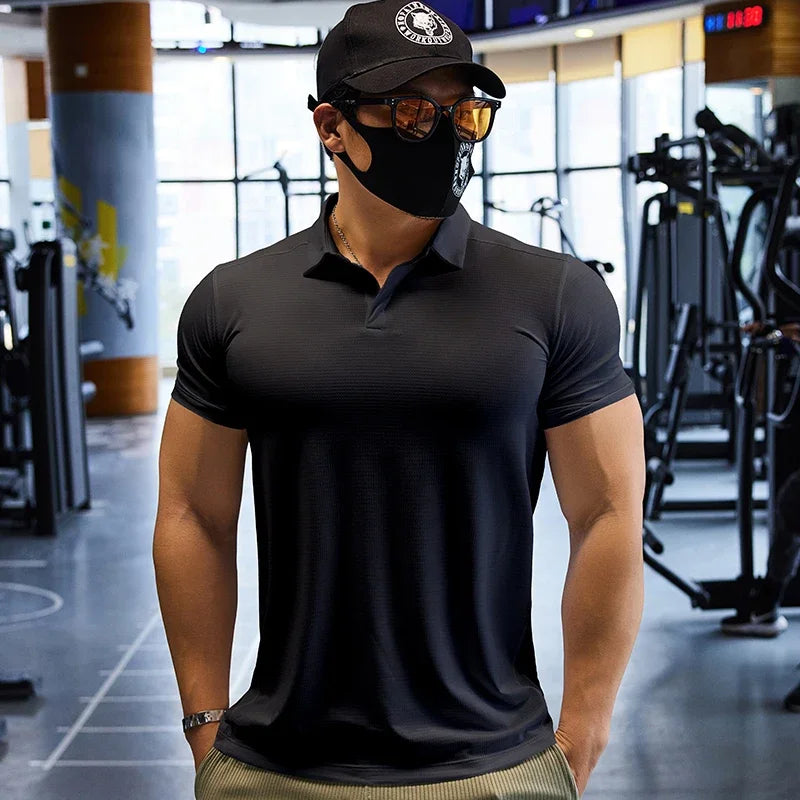 Men Dry Fit Compression Sweatshirt Man Short Sleeve Athletics Clothing Gym Fitness Sports Wear Tops Golf T-shirts  Sportswear