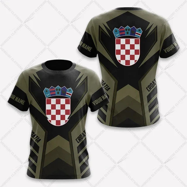 Croatia Emblem Skull Graphic Customized T-shirts Summer Casual Men Women And Kids Tees Oversized Streetwear Short Sleeve Tops