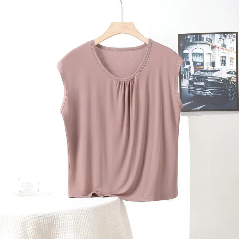 XL to 8XL Plus size Modal Loose T-Shirt sleeveless solid color Casual Tank Tops Homewear Bottomed Tee Tops summer women's Top