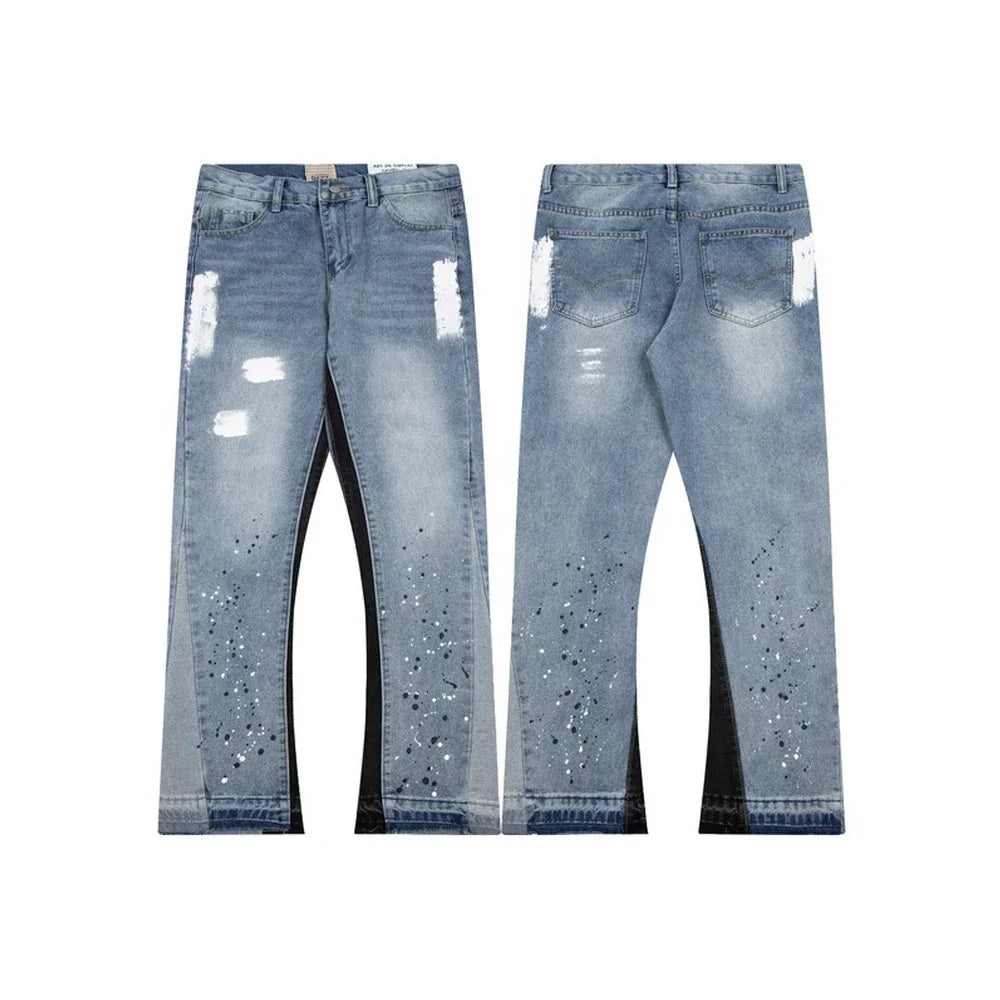 Dept Print Fashion Brand Jeans Spring and Summer Loose Casual Sports Denim Pants for Men and Women