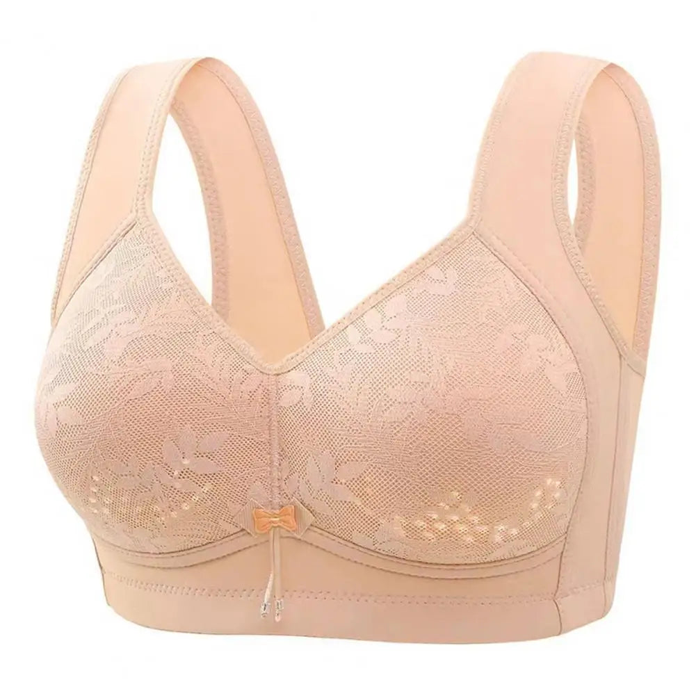 Women Bra Adjustable Strap Lace Floral Embroidery Maximum Comfort Shockproof Push-up Wireless Yoga Daily Bra Undergarment