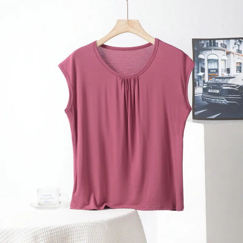 XL to 8XL Plus size Modal Loose T-Shirt sleeveless solid color Casual Tank Tops Homewear Bottomed Tee Tops summer women's Top