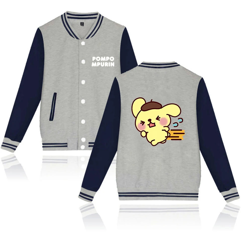 Pompompurin Varsity Baseball Bomber Jackets Men Women Clothes Streetwear Kids Boys Girls Harajuku Jacket Single Coats