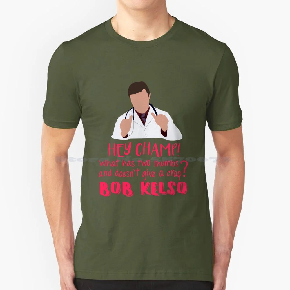 Hey Champ T Shirt 100% Cotton Tee Scrubs Jd Turk Zach Braff Kelso Elliot Sacred Heart Hospital Perry Dr Cox Tv Series